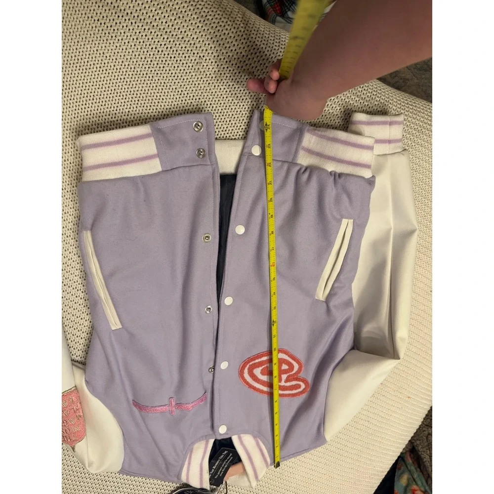 Kids Lavender Walt Disney World Chenille Patch Varsity Letterman Jacket Purple